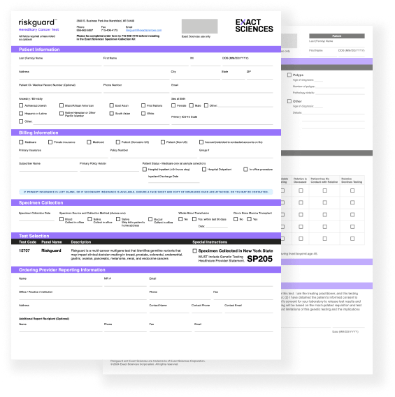 The Riskguard(TM) test order form.
